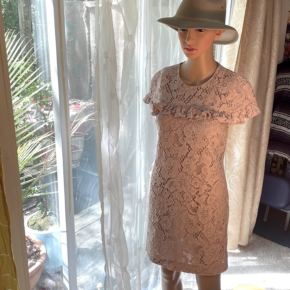 Burberry Heather Pink Embroidered Lace Overlay Dress US size 2